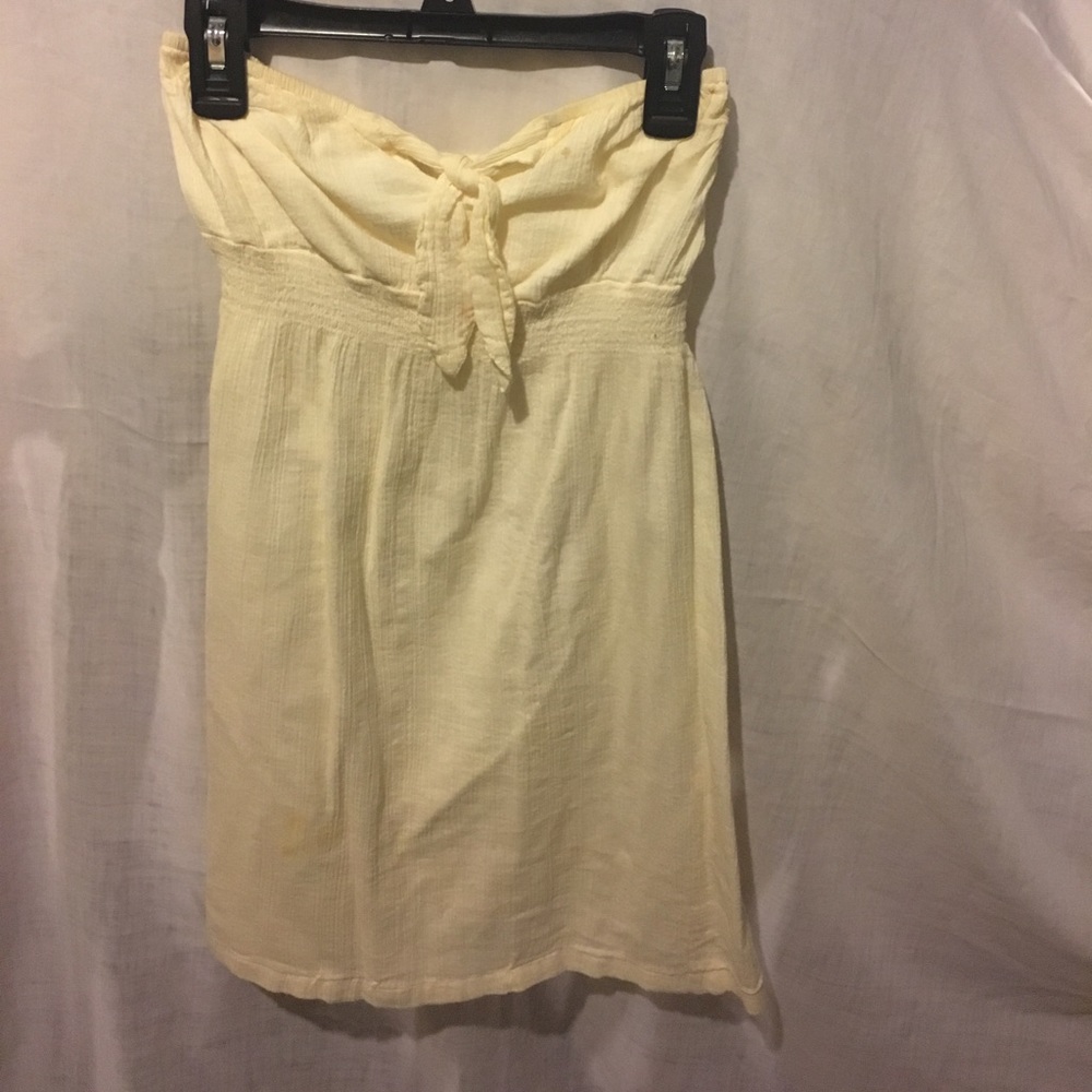 Strapless pale yellow sundress