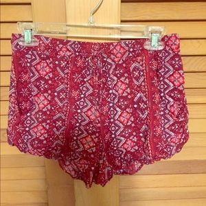 Red Tribal Print Shorts