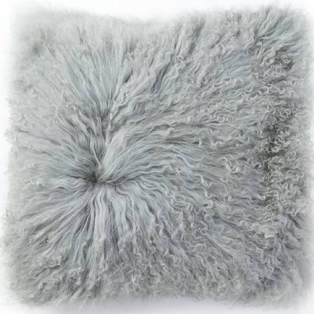 West Elm Mongolian Lamb Pillow Cover - Light Sage