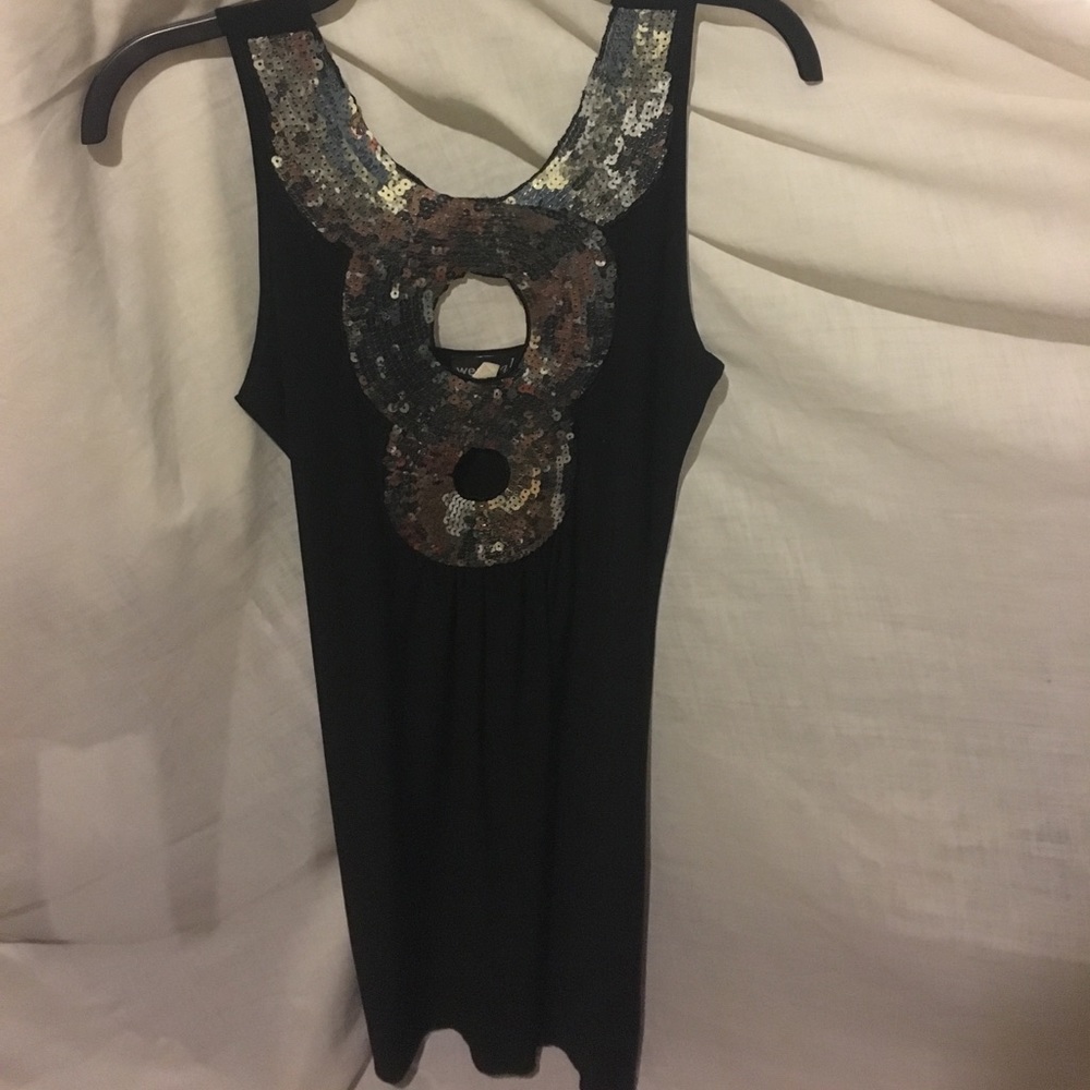 Black sequin keyhole dress