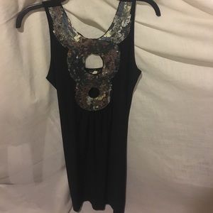 Black sequin keyhole dress