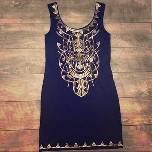 NWOT✨Black Stretch Body-con Dress w/ Gold Studs