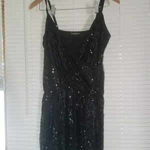 Sexy short black sequin cocktail dress.