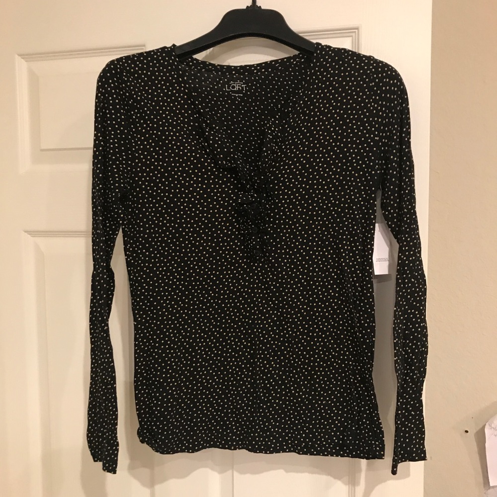Loft ruffle front top