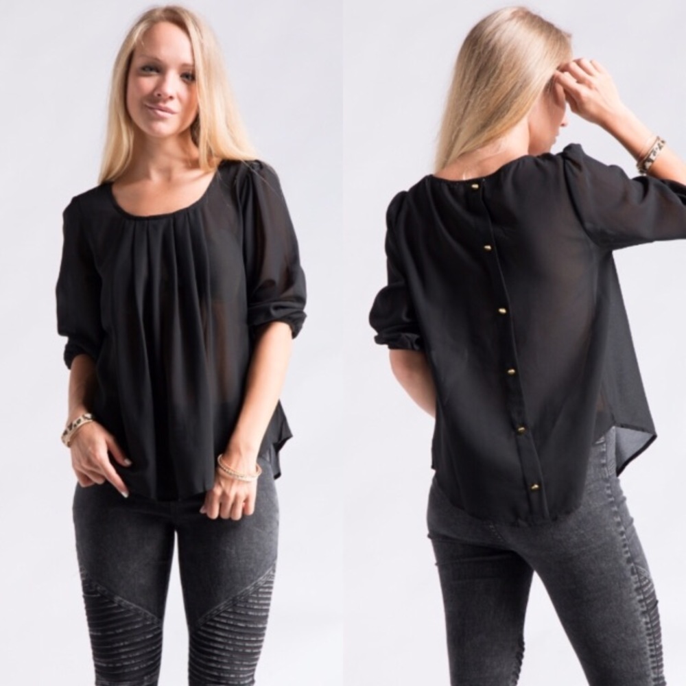 NWT black sheer top - Picture 1 of 3