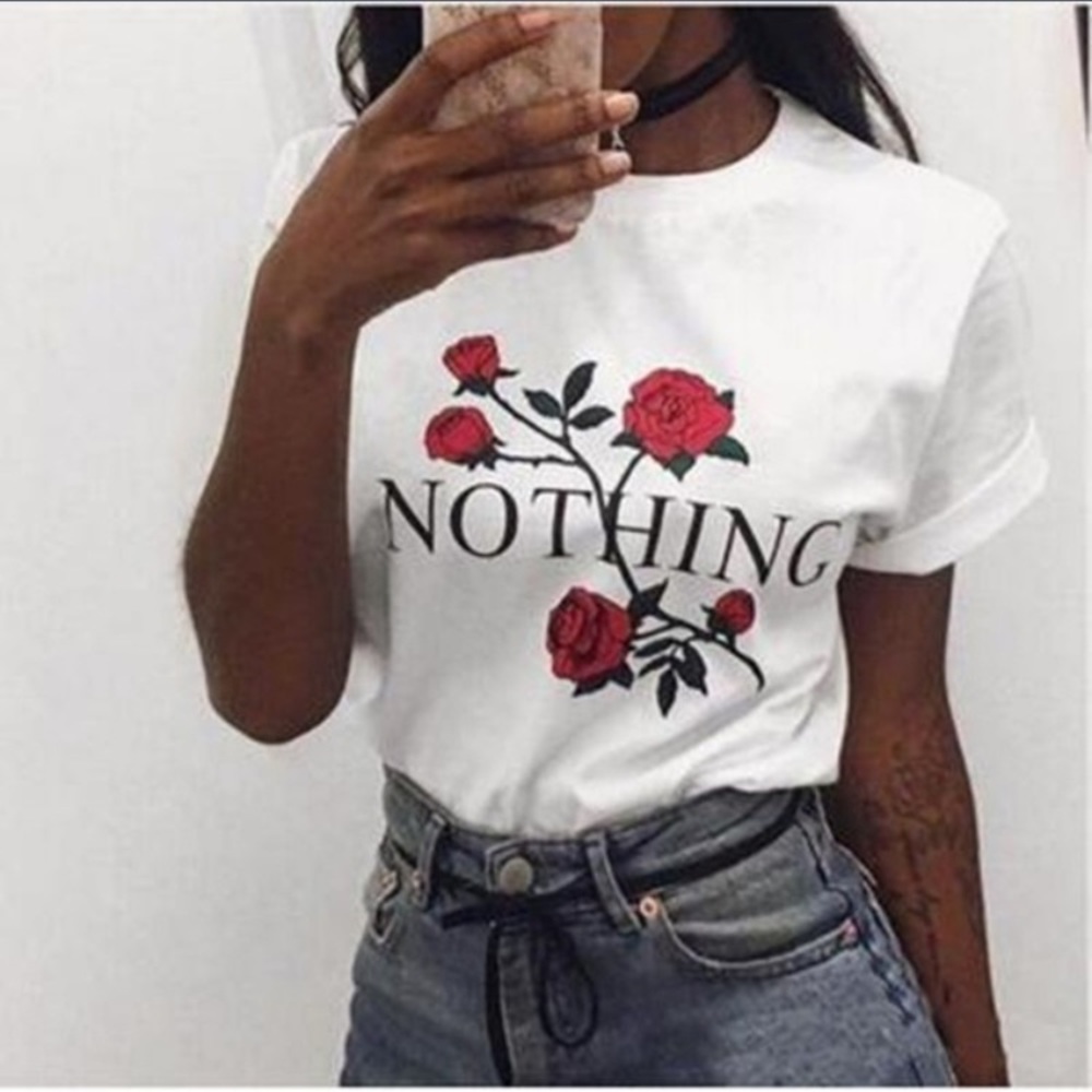 Rose Nothing Printed T-Shirt