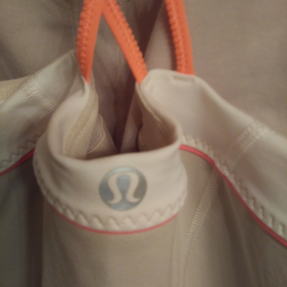 Lululemon Cream Top with Coral and White Piping