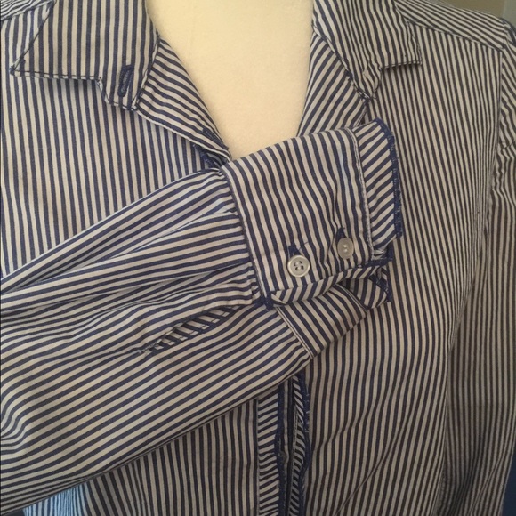 Blue/white vertical stripe button up shirt - Picture 2 of 6