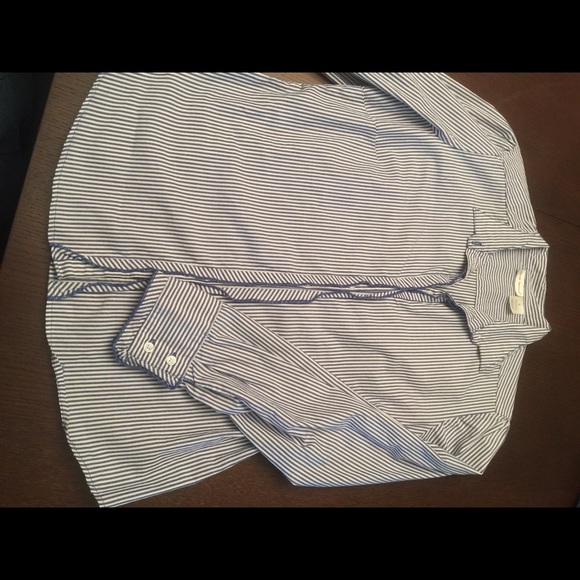 Blue/white vertical stripe button up shirt - Picture 5 of 6