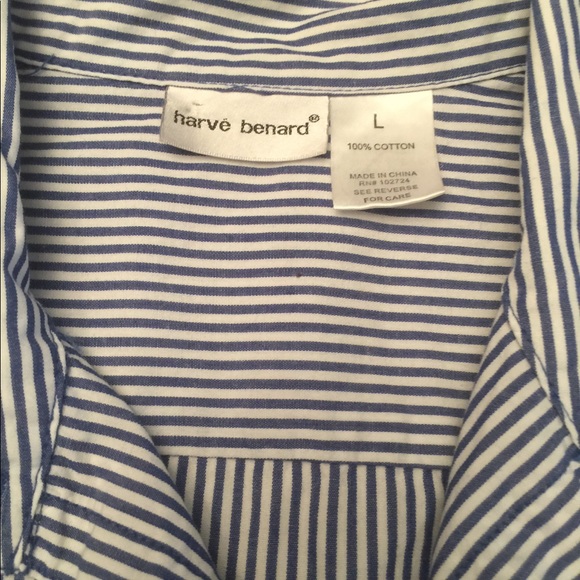 Blue/white vertical stripe button up shirt - Picture 6 of 6