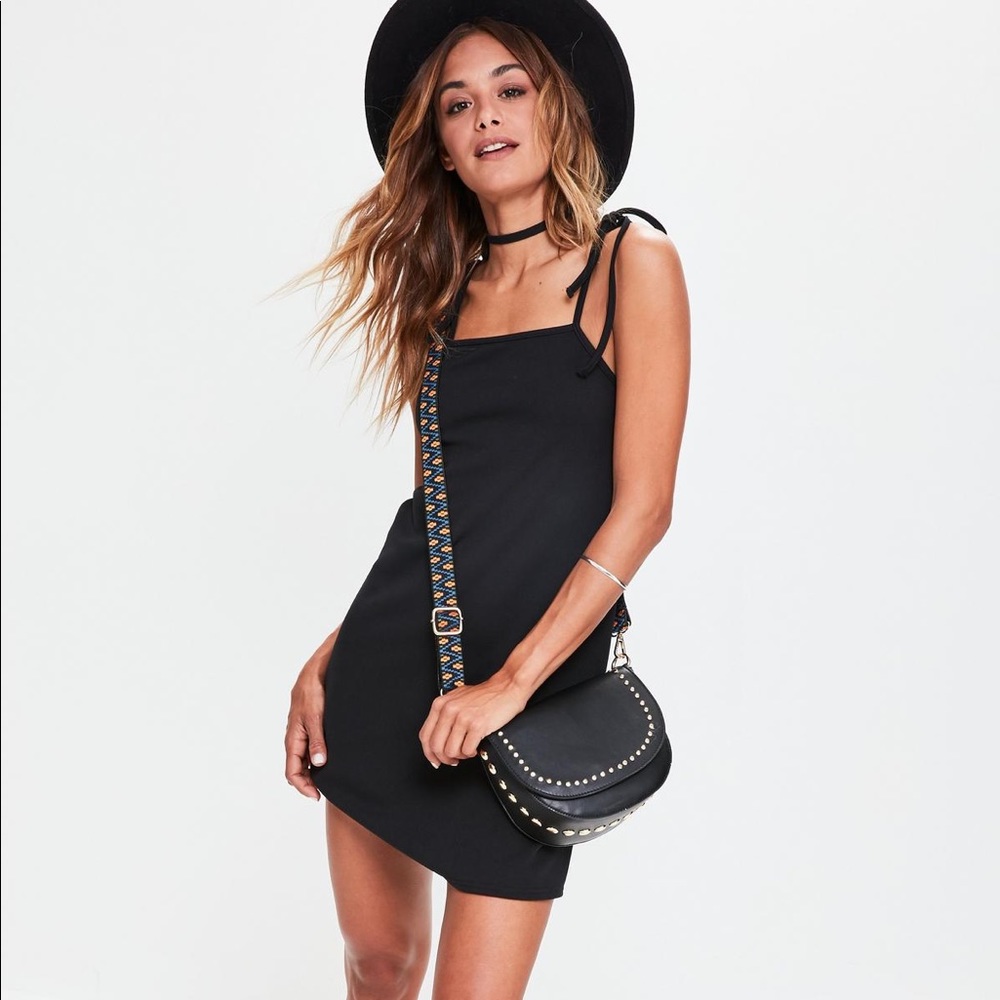 missguided black tie strap cami shift dress