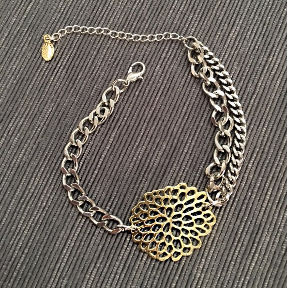 Handmade Gold Filigree & Silver Chain Bracelet