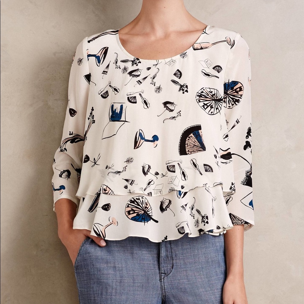 LIKE NEW Anthropologie Maeve On the Town Swing Top