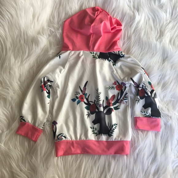 Pink Deer Print Hoodie Pants Toddler Baby Girl Set - Picture 4 of 5