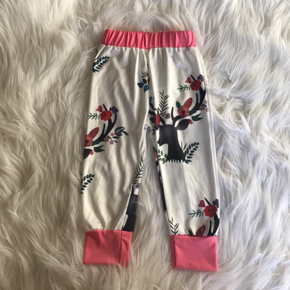 Pink Deer Print Hoodie Pants Toddler Baby Girl Set - Picture 5 of 5