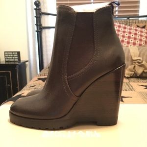 Michael Kors Chocolate Ankle Wedge Boots