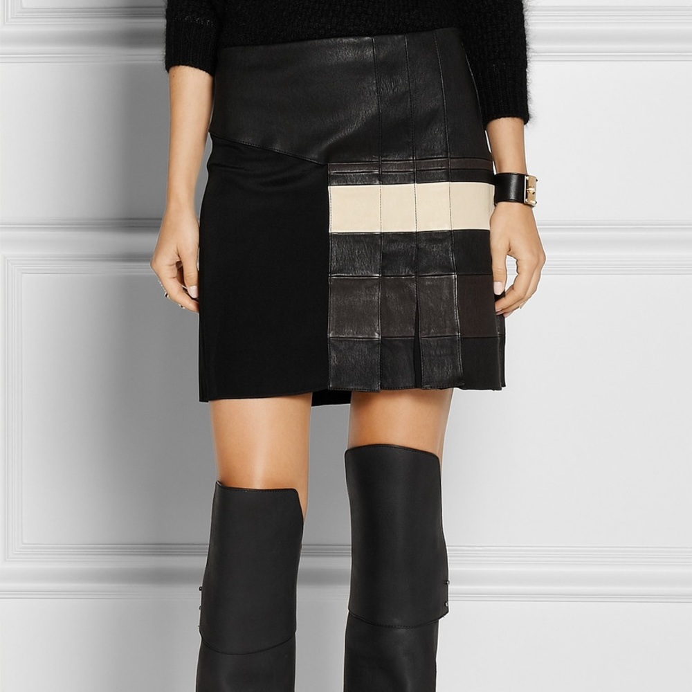 3.1 Phillip Lim Leather & Jersey Pleated Skirt