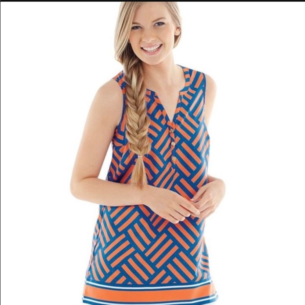 Mud Pie Orange & Blue Top- Small