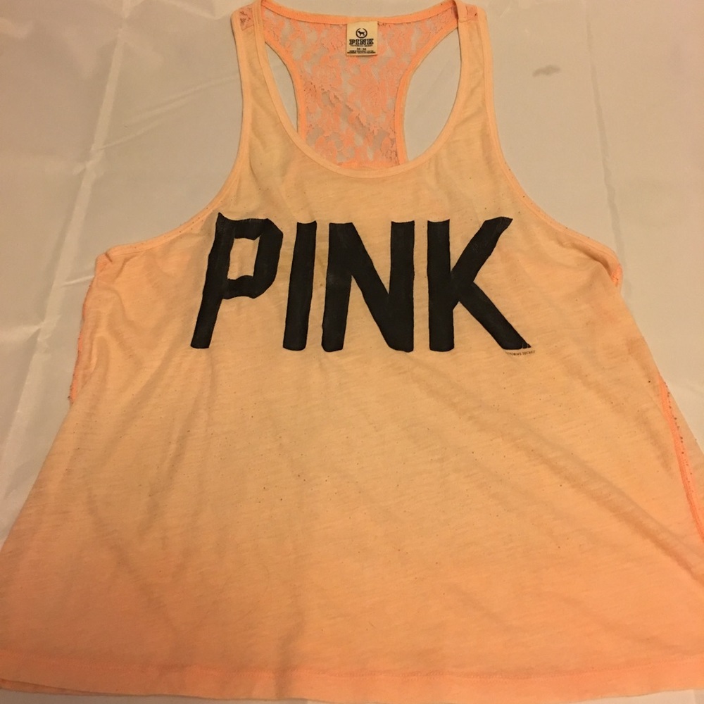 Victoria’s Secret Pink Orange Lace Back Tank Top