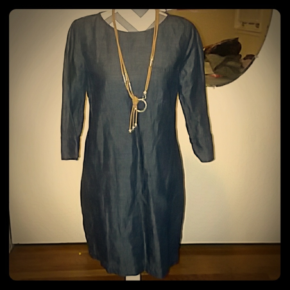 Gap 3/4 sleeve denim shift dress