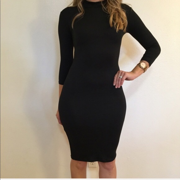 Dresses & Skirts - •LAST ONE• 3/4 Sleeves High Neck Midi Dress