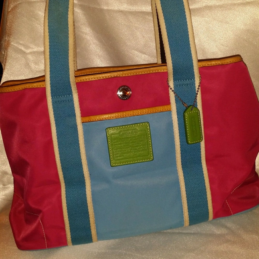 Coach Turquoise Nylon All-Weather Tote IR5656