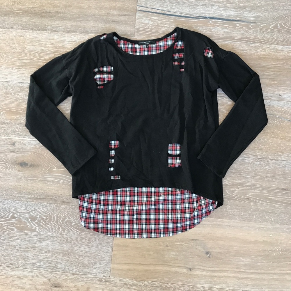 Generation Love Black and Plaid Shirt Size M