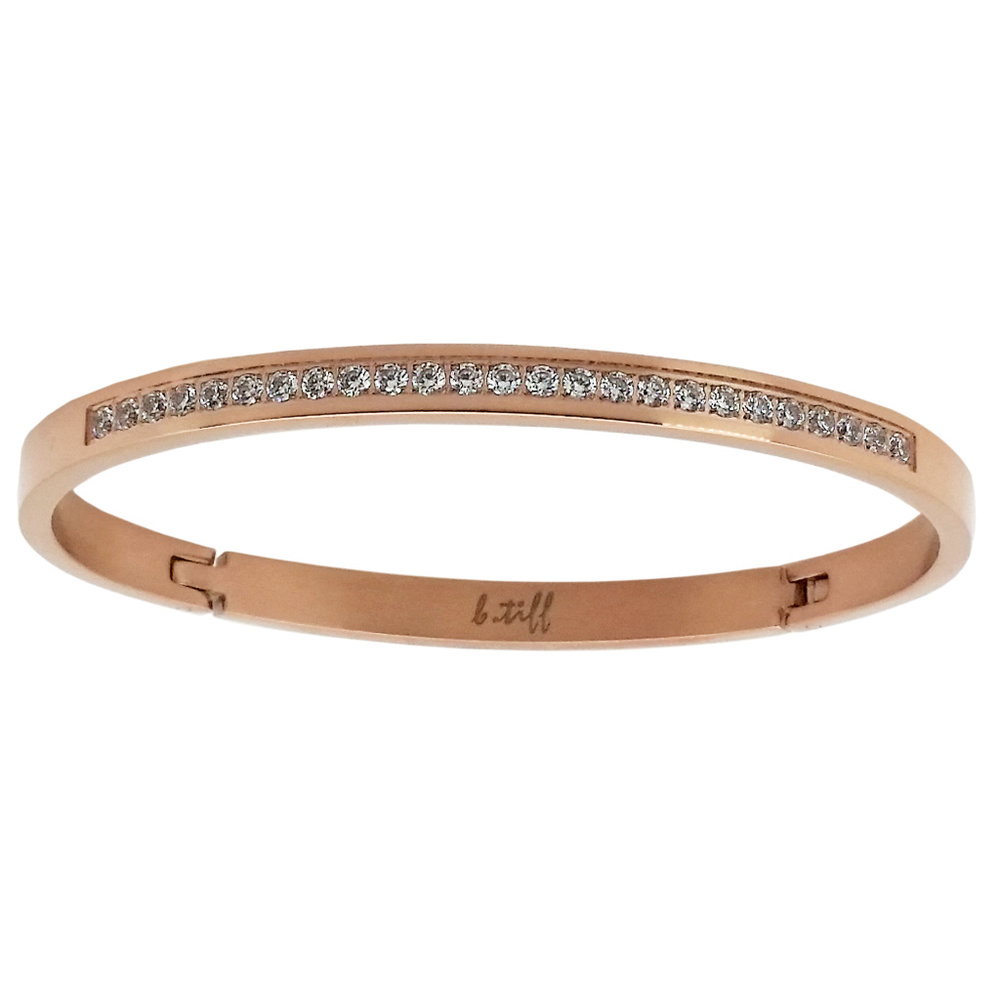Half Eternity Polished Rose Gold Bangle Bracelet