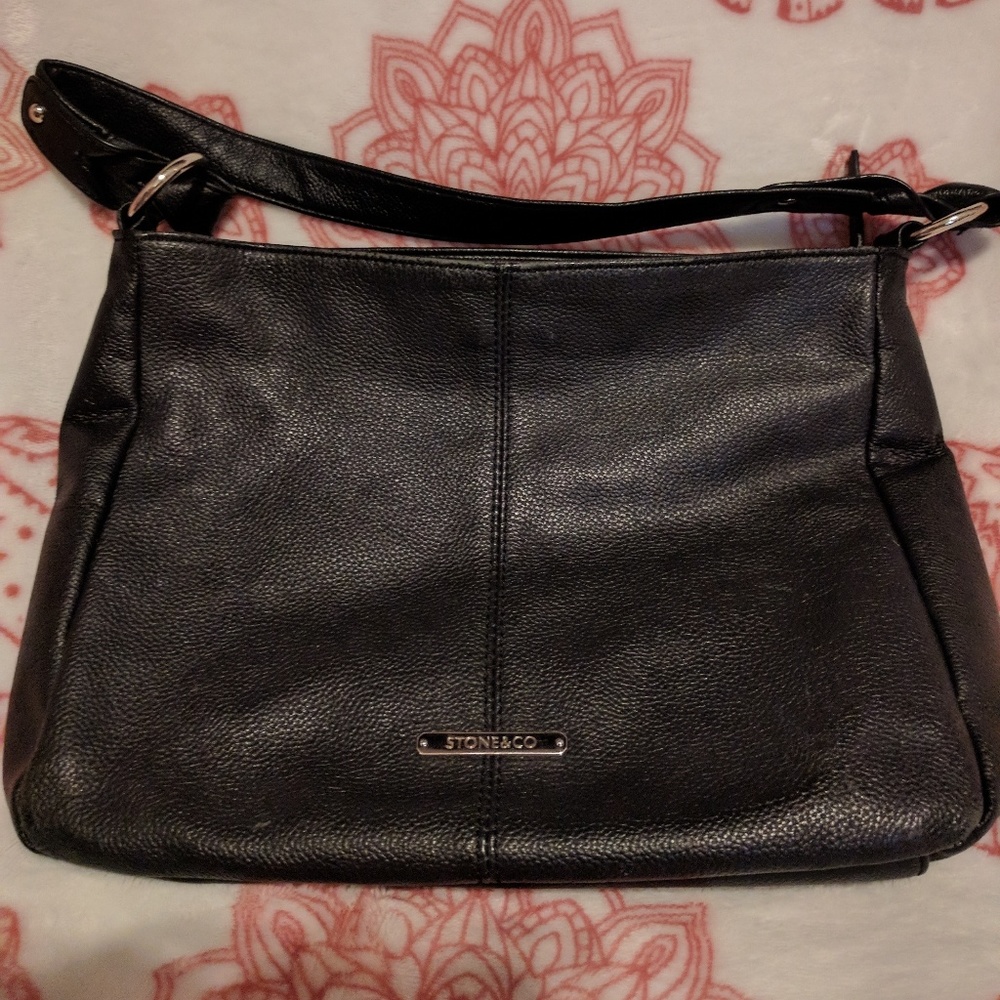Stone & Co. Black leather shoulder purse