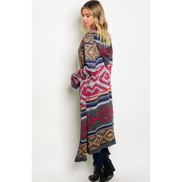🎉LAST 1🎉 Tribal Longline Hooded Cardigan Duster - Picture 2 of 2