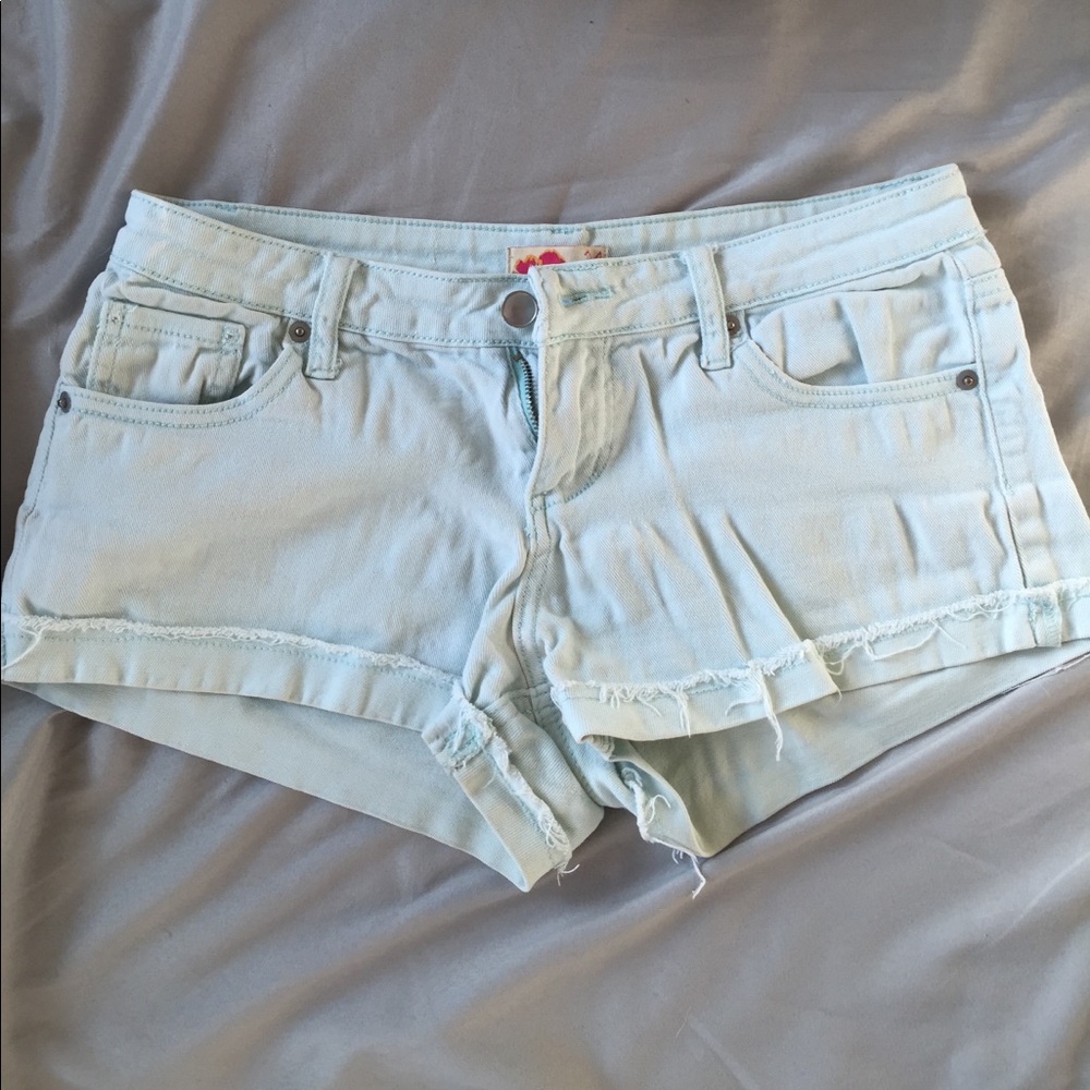 Forever 21 Teal Cuffed Jean Shorts