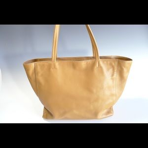Barney's New York Tan Leather Zip Tote Bag