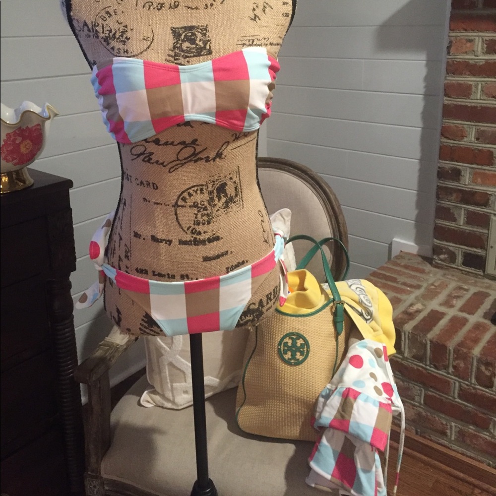 Sofia Pink/Blue Check & Dot Bikini w/ Mtchng Skrt