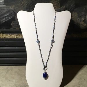 Hand made toggle necklace in blues