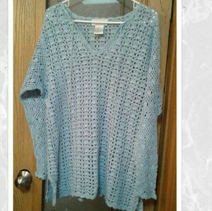 Powder Blue Crocheted Sweater