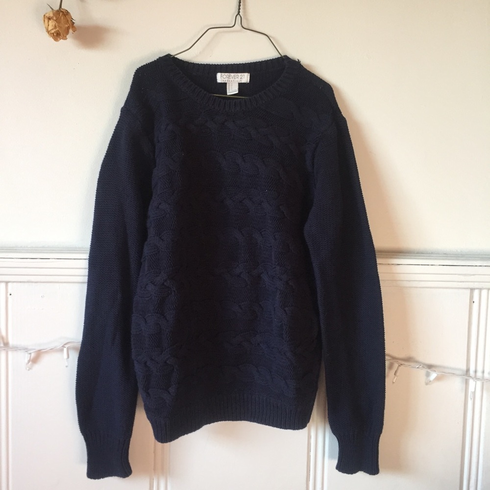 navy blue knit sweater