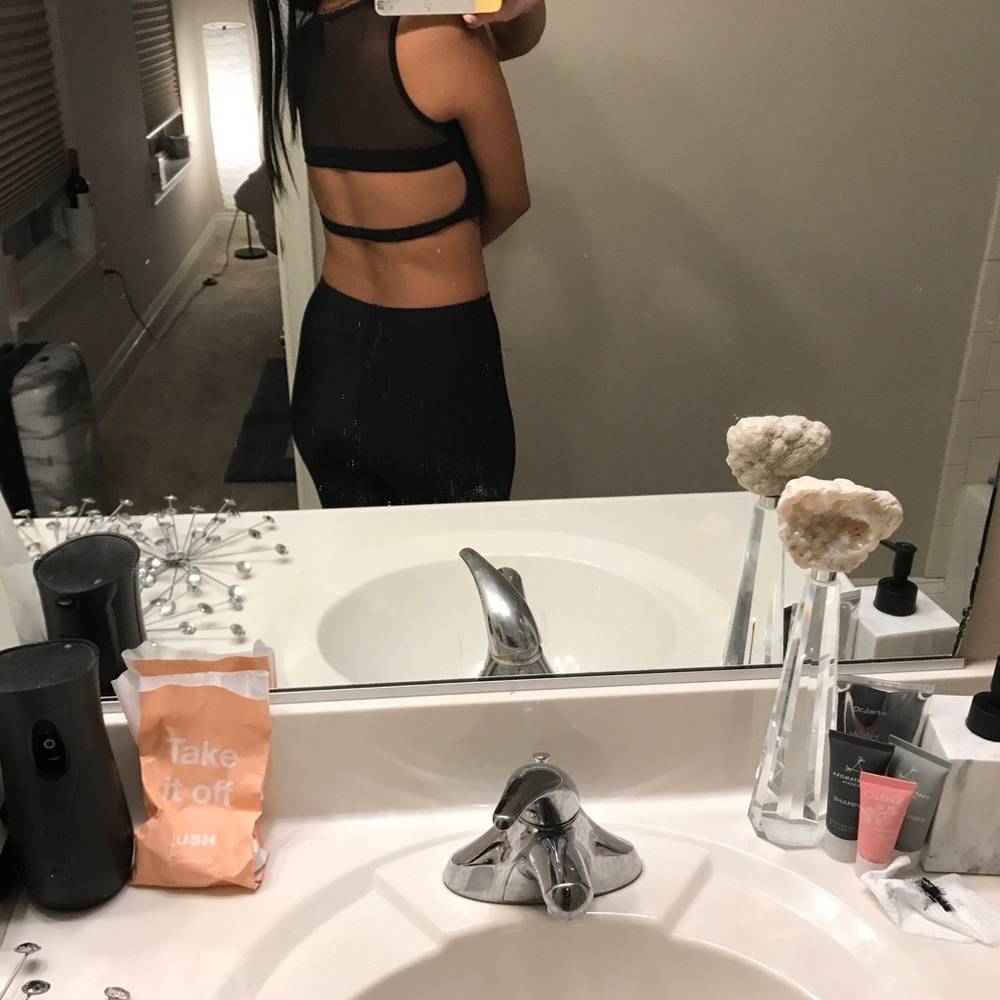 Black mesh crop top