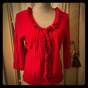 Sexy red ruffled sweater
