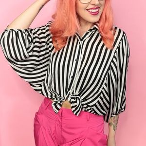 Sans Souci Tops - Black and White Striped Top Sans Souci Tops - Black and White Striped Top
