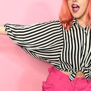 Sans Souci Tops - Black and White Striped Top Sans Souci Tops - Black and White Striped Top