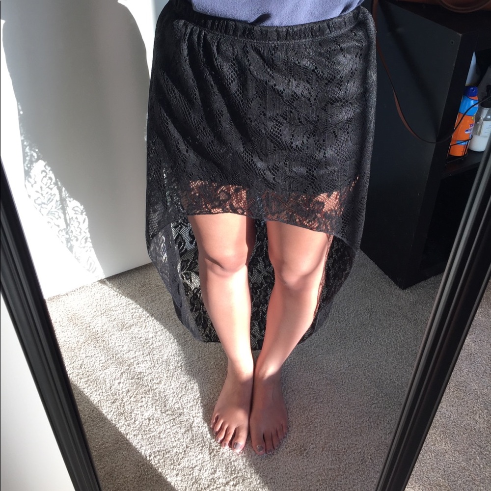 Wet Seal Black Lace Hi-Lo Skirt