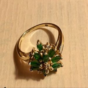Vintage emerald and diamond cocktail ring.