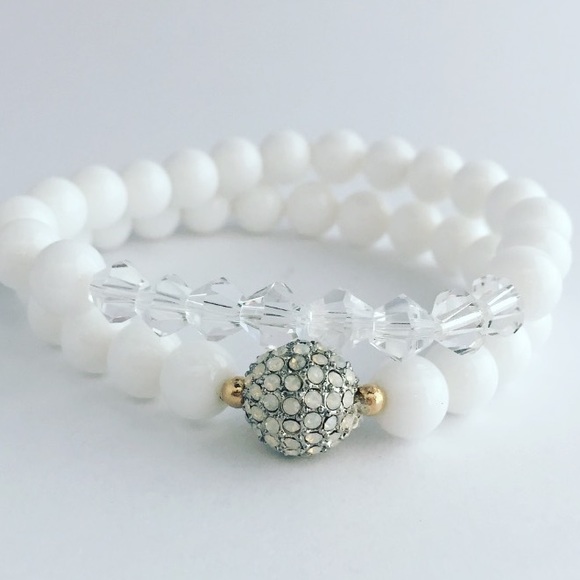 AGATE | White CZ Beaded Bracelet - Picture 3 of 4