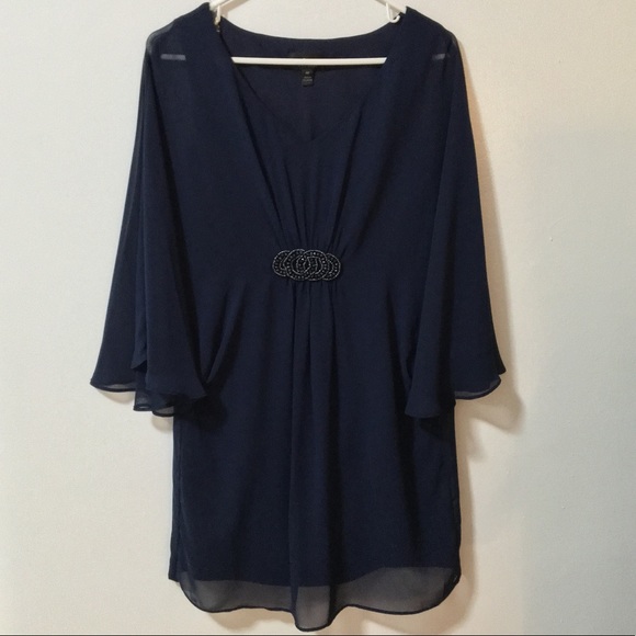 Navy Blue Flowy Dress - Picture 2 of 4