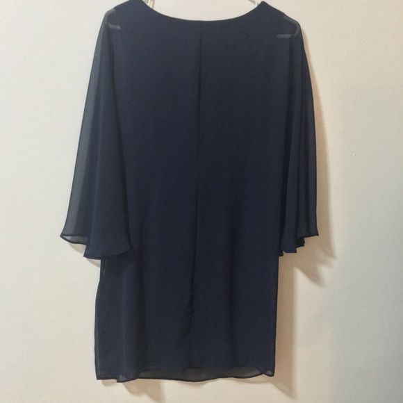 Navy Blue Flowy Dress - Picture 3 of 4