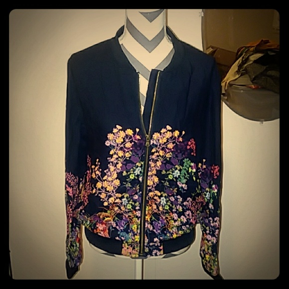 Merona Jackets & Blazers - Merona navy & floral light weight bomber jacket