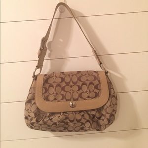 Coach tan and brown handbag