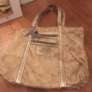 Coach Poppy gold tote