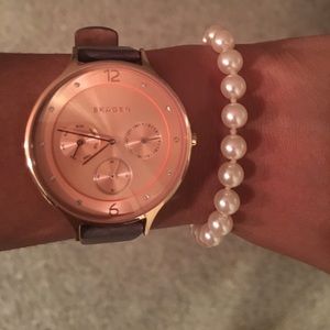 Rose gold face Skagen women's watch