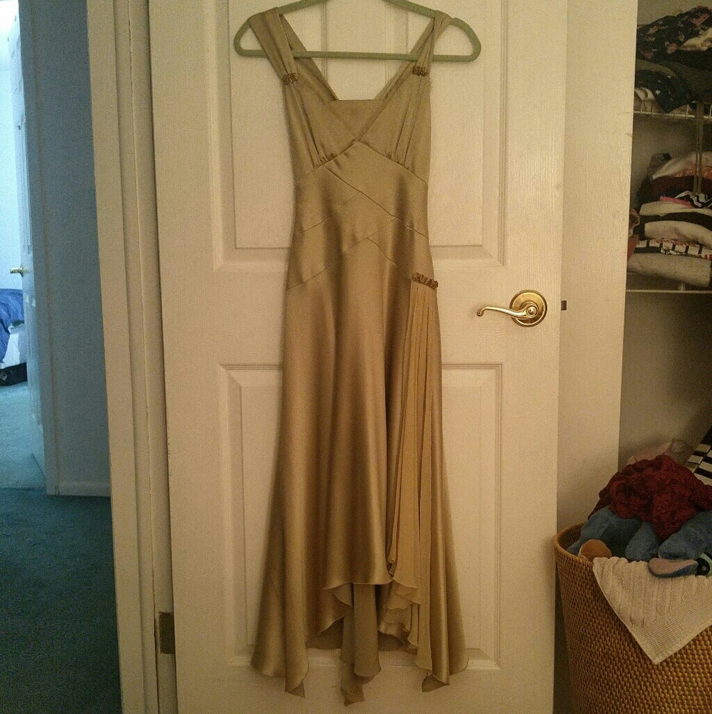 Allen Schwartz Gold Satin Dress